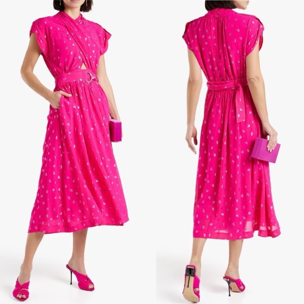 Derek Lam 10 Crosby Celeste Wrap Dress Pink Metallic size 0 missing belt